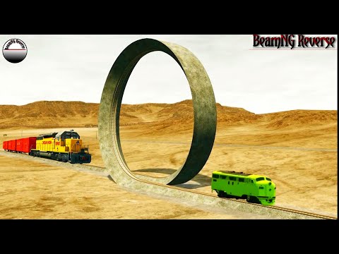 Trains vs Vertical Loop Crashes Reverse#1 - BeamNG Drive