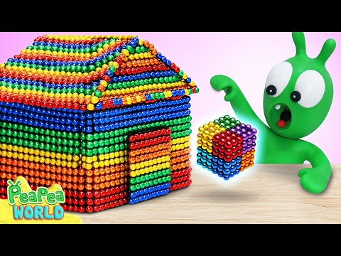Pea Pea Build Rainbow House with Magnet Balls 🌈 Pea Pea World