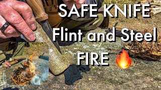 SAFE Knife Method for Flint and Steel Fire Making