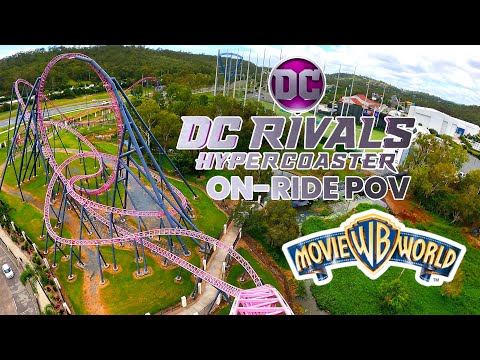 DC Rivals Hypercoaster Front Row POV Warner Bros. Movie World | Australia's Biggest Coaster!