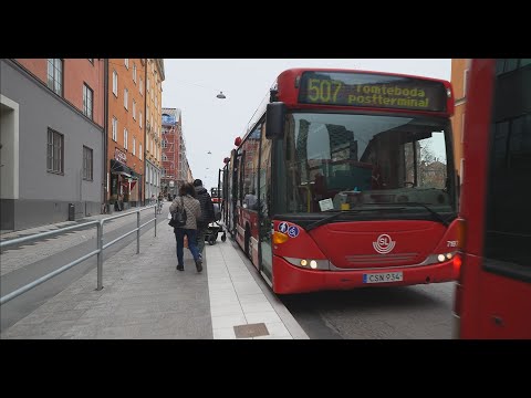 Sweden, Stockholm, bus 507 ride from Torsplan to Armégatan