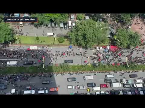 Aerial view of protest crowd at Luneta
