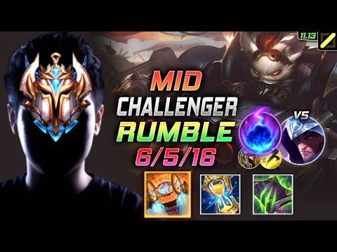 Challenger Rumble MID vs Talon - 챌린저 미드 럼블 템트리 룬 존야 유성 ランブル Рамбл 机械公敌 藍寶 - LOL KR 11.13