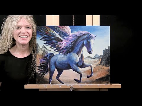 MAGICAL PEGASUS-Learn How to DRAW and PAINT with Acrylics-Easy Beginner Acrylic Painting Tutorial