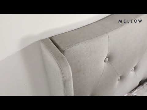 Mellow Home - AMABEL Upholstered Fabric Platform Bed with Wingback Headboard