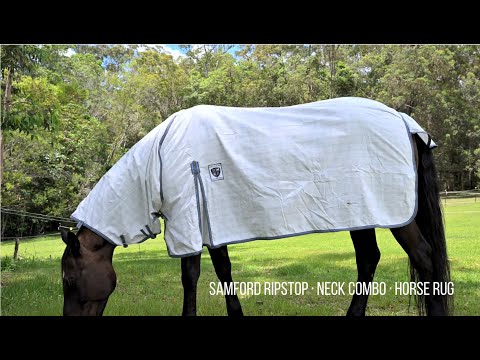 Delzani Samford Ripstop Neck Combo horse rug video – 270gsm square-weave ripstop close-up, airflow and fit highlights