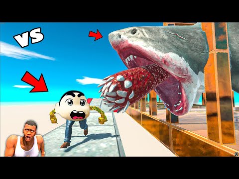 SHINCHAN MEGALODON SHARK vs EVERYUNIT in ANIMAL REVOLT BATTLE SIMULATOR Hindi | AMAAN CHOP TEAM
