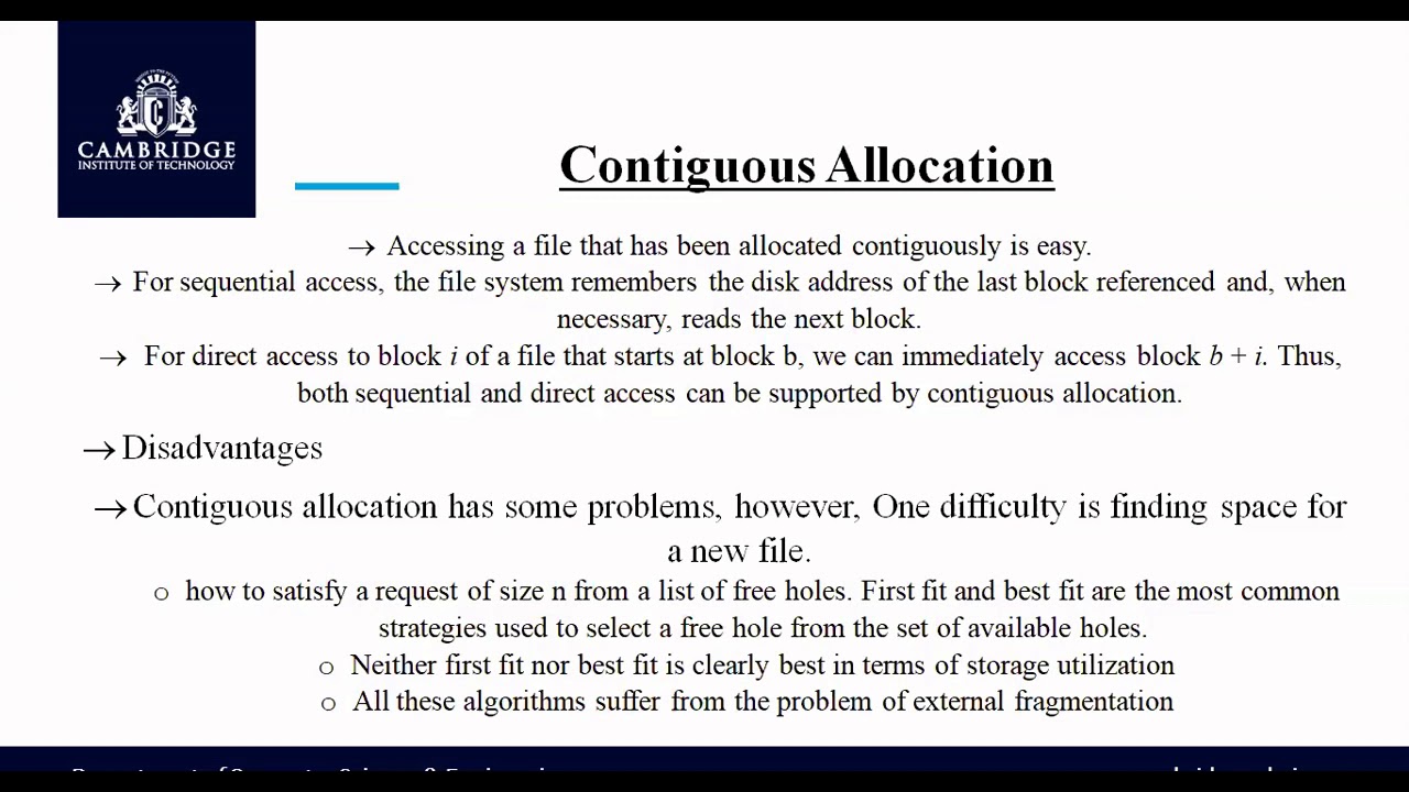 Allocation Methods |Module 4|CSE IV|Operating System|VTU Syllabus|CITECH