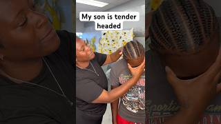 Gripping my son short hair | 3in hair stitch braids #protectivestyles  #shorthair #contentcreator