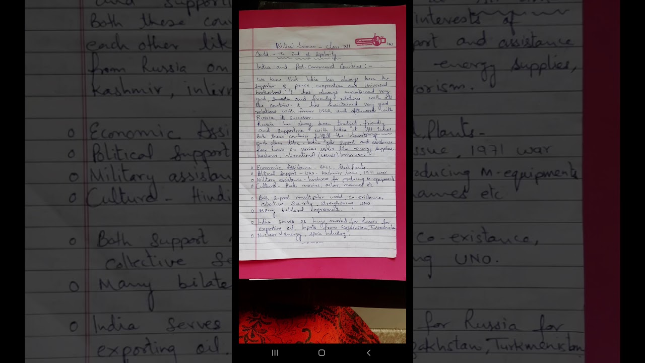 CLASS XII - POLITICAL SCIENCE - INDIA AND POST COMMUNIST COUNTRIES