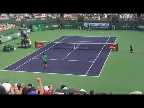 Federer vs Johnson courtside footage   Indian Wells 2017 60fps