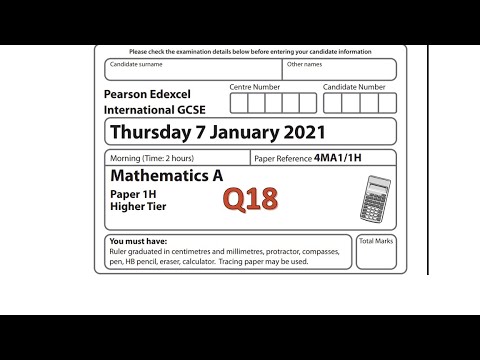 Q18 of past math exam IGCSE  Edexcel January 2021