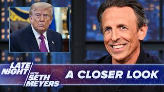 Seth Meyers satirizes Trump's White House press ban, war and price claims, and triumphal arch proposal