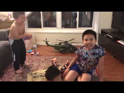 Body massage for little boy. Funny video for kid