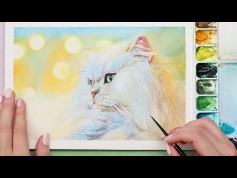 How to Paint a White Persian Cat | Tips for Painting White Fur in Watercolor