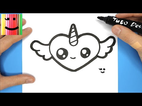 COEUR LICORNE AILÉ À REPRODUIRE - DESSINER ET COLORIER SIMPLEMENT
