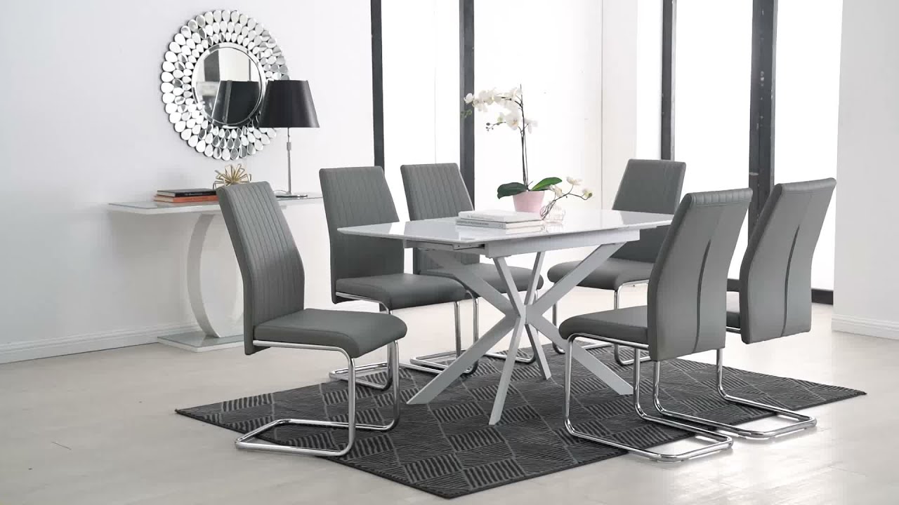 Lira 6 Seat White Gloss Extending Dining Table from Furniturebox