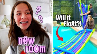 Surprise Room Makeover/Tour! DIY Dollar Store Pool Noodle Raft!