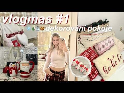 vlogmas #1| dekorování pokoje, úklid a vánoční vibes🎀❄️🎄🧸☕️