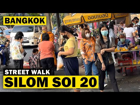 Silom Soi 20 Market - Morning Street Walk in Bangkok [ 4K ] Street Life in Bangkok