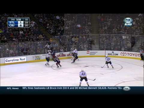 Scott Hartnell  in close top shelf goal 7-1 St. Louis Blues vs Columbus Blue Jackets Feb 6 2015 NHL