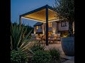 3 x 3m Heavy Duty Aluminium Charcoal Automatic Louvred Pergola with LED Lighting & 2 Textilene Side Panels