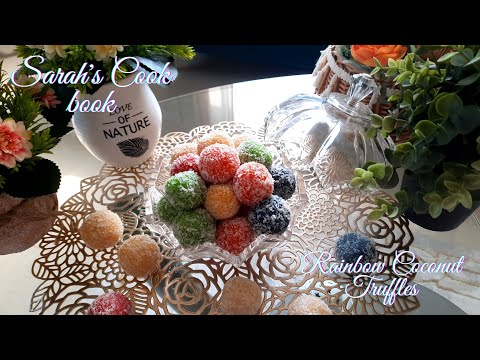 Rainbow Coconut Truffles | Coconut ball in multi-color | Easy and light in taste | Winter special