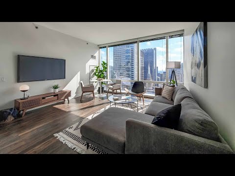 A one-bedroom model #4401 at the Loop's luxury OneEleven tower