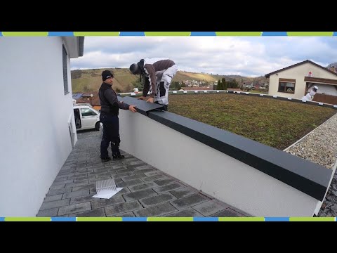 Erecting a parapet or edge profile on a garage, tin guarding