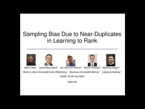 SIGIR 2020 Talk: Sampling Bias Due to Near-Duplicates in Learning to Rank