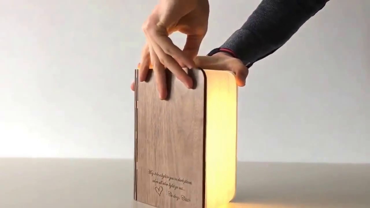Customize your Solius lamp, book made of Walnut, Cherry or Maple