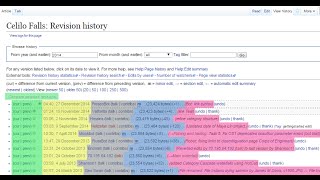 Using the "view history" tab on Wikipedia