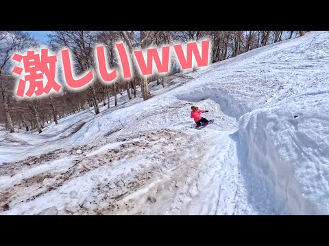 【野沢温泉スキー場】春はコレ！今年の沢もめっちゃ激しいww【GWまで滑れるよ】