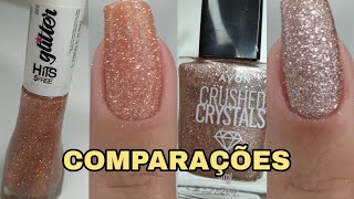 Comparações de esmaltes Glitter - Hits VS Avon crushed