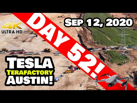 Tesla Gigafactory Austin 4K  Day 52 - 9/12/20 - Tesla Terafactory Texas - Trucks, Trucks & TRUCKS!