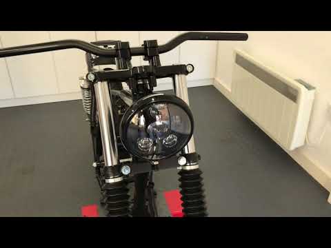 3750-1 Gloss Black 6 Projector 6 x LED Motorbike Headlight for Custom Retro Project