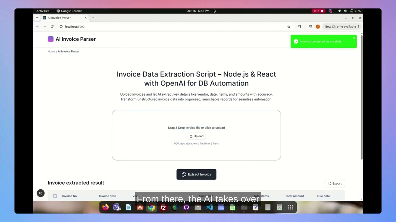 Build an AI Invoice Data Extraction Tool using Node.js, React & OpenAI