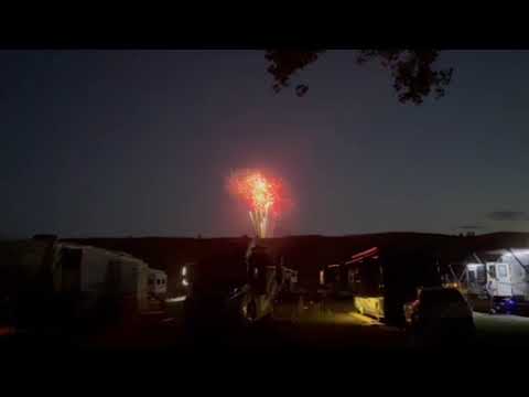 nightly firework show at front of campground on large hill 930-935, Medora Musical finale