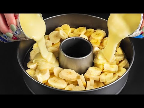 Nur 2 Bananen und Kondensmilch! Das köstlichste hausgemachte Dessert ohne Backen in 5 Minuten!