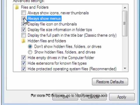 How can I restore my menu bar in Windows 7?