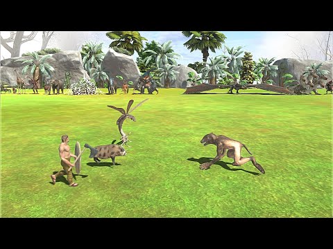 3 VS 1 ANCIENT HUMANS WITH ALIEN & MODERN MAMMALS VS FANTASY - Animal Revolt Battle Simulator