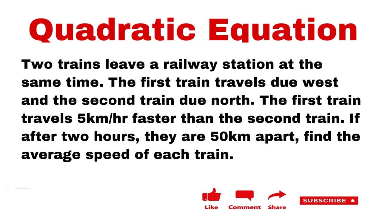 Watch video Two trains leave a railway station at the same time. The first train travels due west and the second Now Two trains leave a railway station at the same time. The first train travels due west and the second