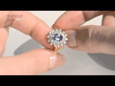 FET36 V - 18K Gold Diamond and AAA Tanzanite Ring