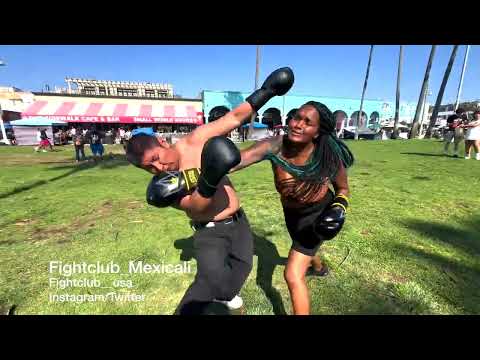 Fight Club Mexico #3 Venice Beach, Women KOs Man PLENTY of ACTION