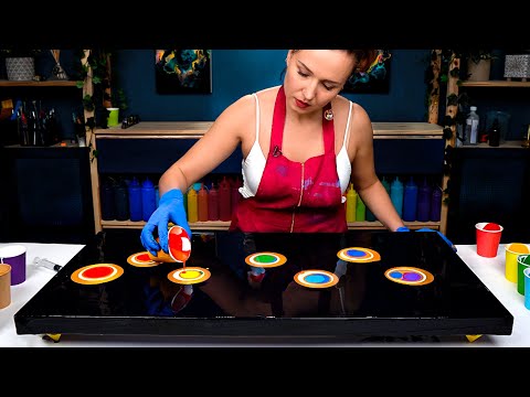 GOLDEN RAINBOW Gradient 🌈HUGE CANVAS + Pouring TIPS!😎Acrylic Pouring ~ Abstract Painting Tutorial