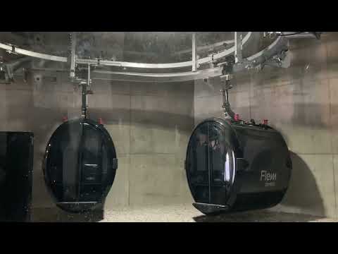 FlemXpress, Flims (2023): Ropetaxi Stationsmanöver und Talfahrt Startgels - Foppa - Flims