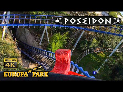 2019 Poseidon Water Roller Coaster Front Seat On Ride Ultra HD 4K POV Europa Park Germany