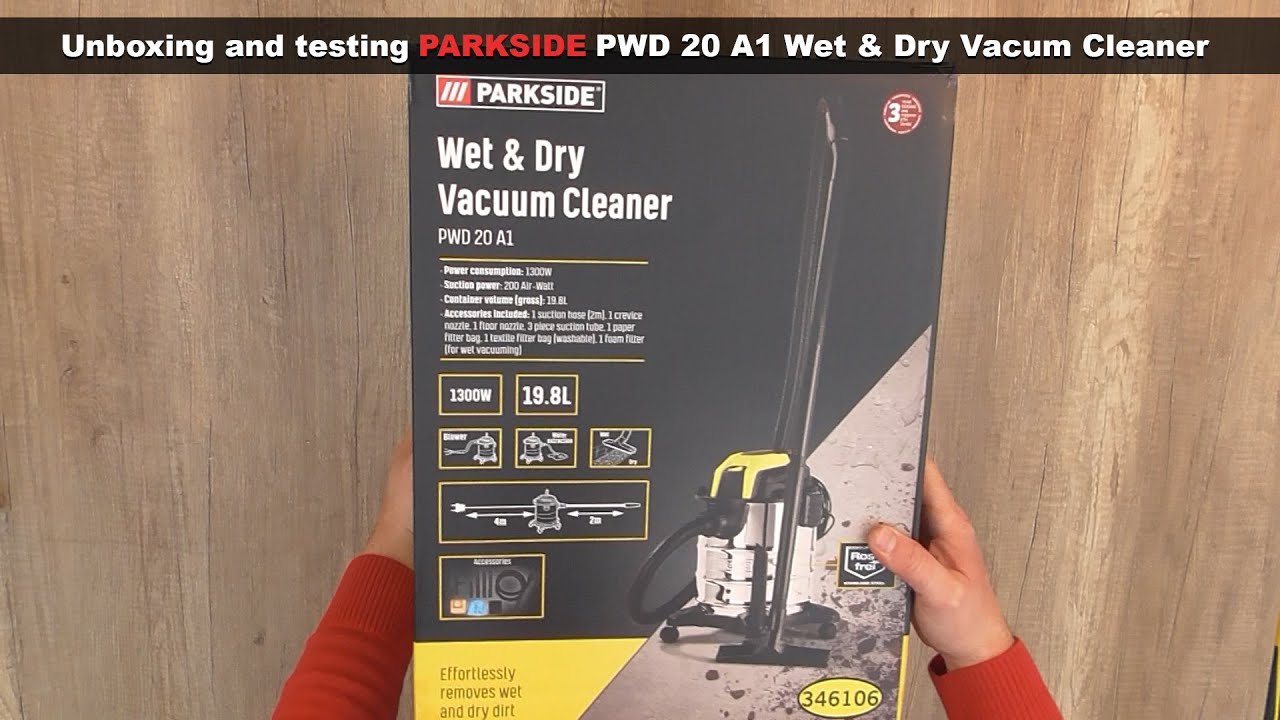 Unboxing and testing PARKSIDE PWD 20 A1 1300W Wet & Dry Vacum Cleaner - Bob The Tool Man