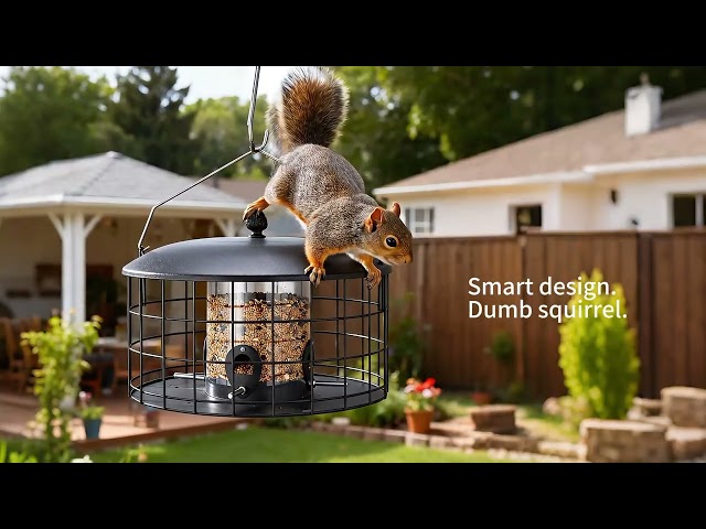 Veehoo Squirrel-Proof Metal Bird Feeder with Caged Design
