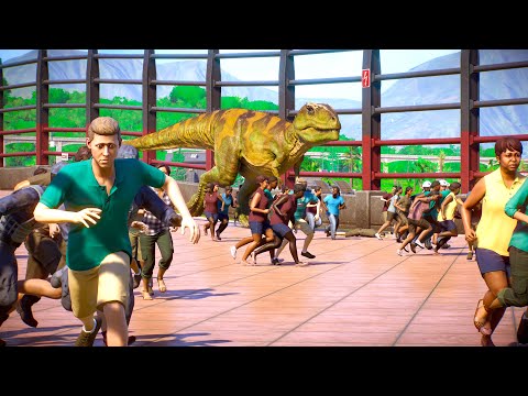 RELEASING 5 GIGANTOSAURUS in 1000 GUESTS CAGE - Jurassic World Evolution 2